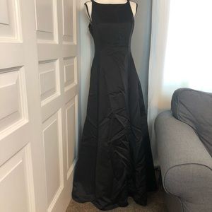 Betsy& Adam High Neck Floor Length Cocktail Dress